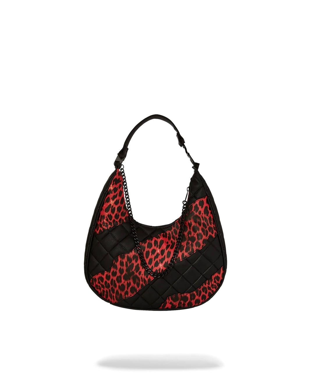 Borsa a spalla Sprayground nero "Red leopard puffer vice shoudlar bag" donna