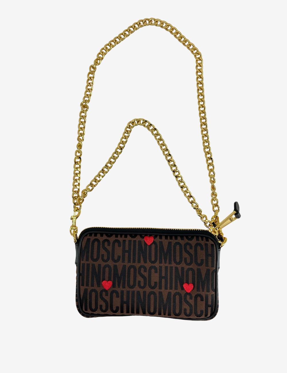 Borsa Moschino con cuori ricamati e tracolla donna