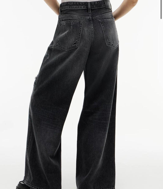 Jeans Tommy Jeans loose con bandiera strass e dettagli paillettes