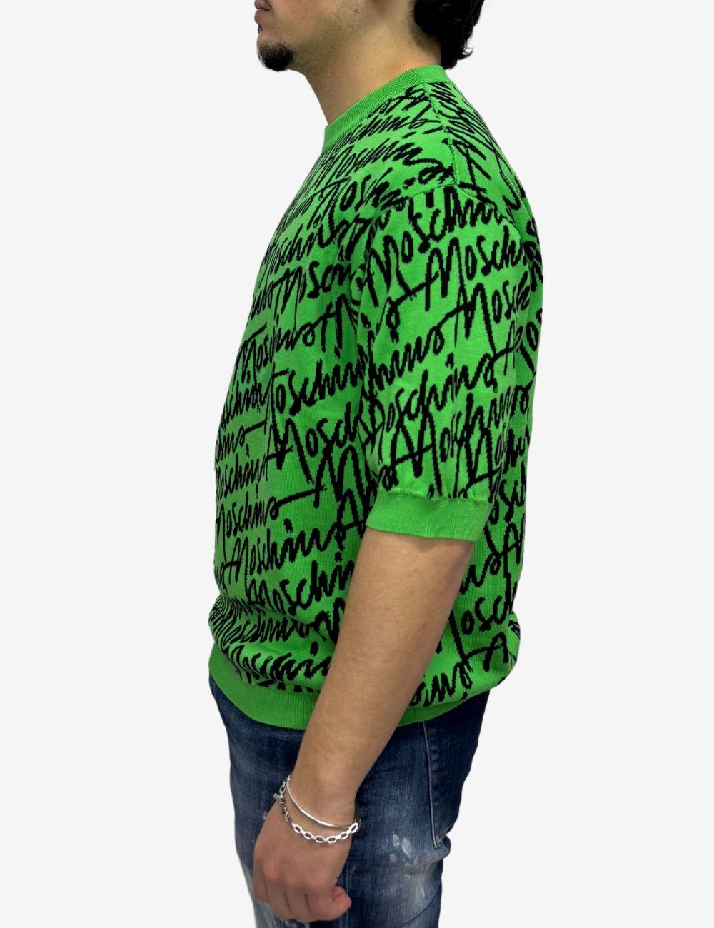 T-Shirt Moschino in maglia con logo all-over uomo