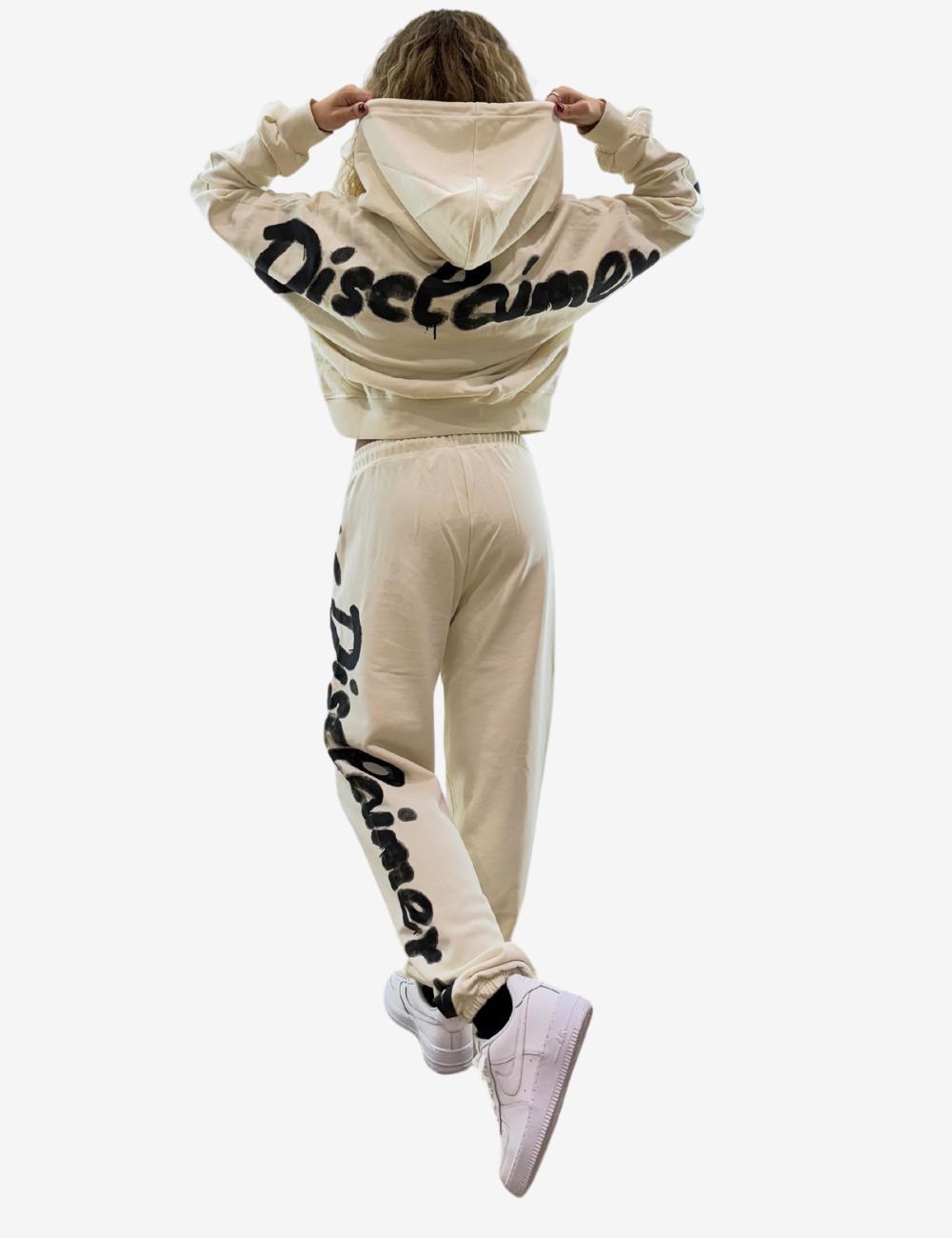 Felpa Disclaimer crop con cappuccio e logo donna