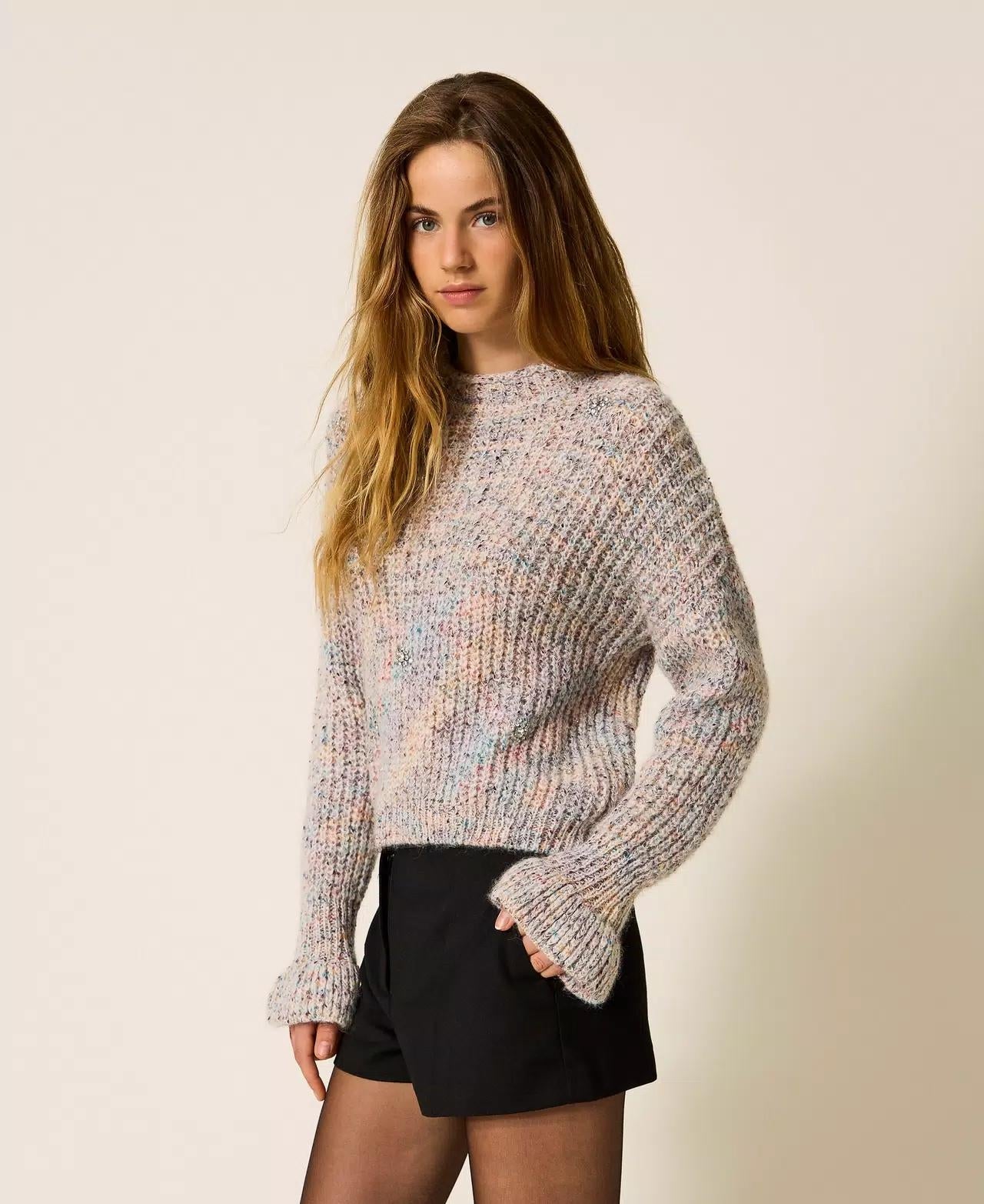 Maglia Twinset Actitude multicolor con gioielli donna