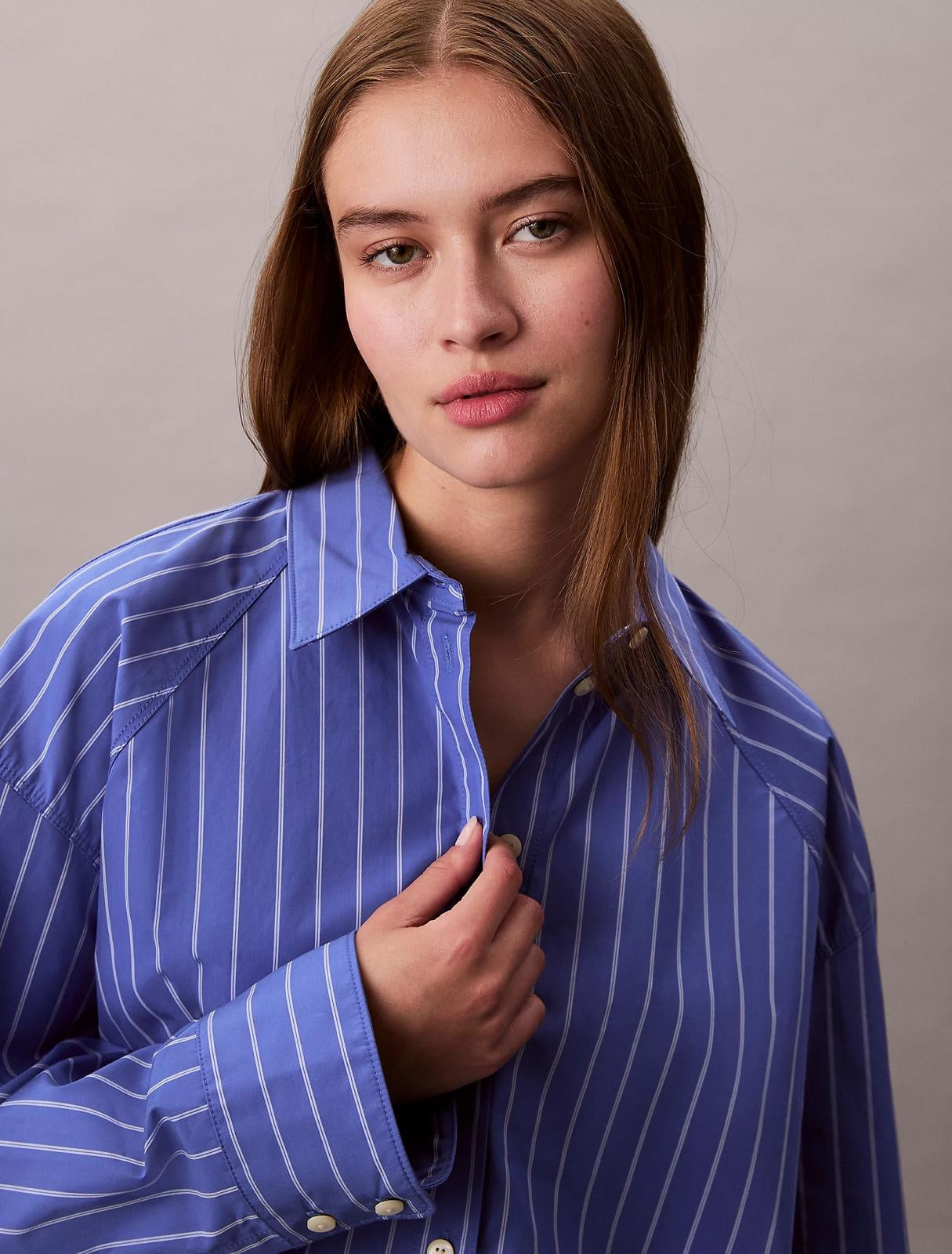 Camicia Calvin Klein Jeans cropped a strisce donna