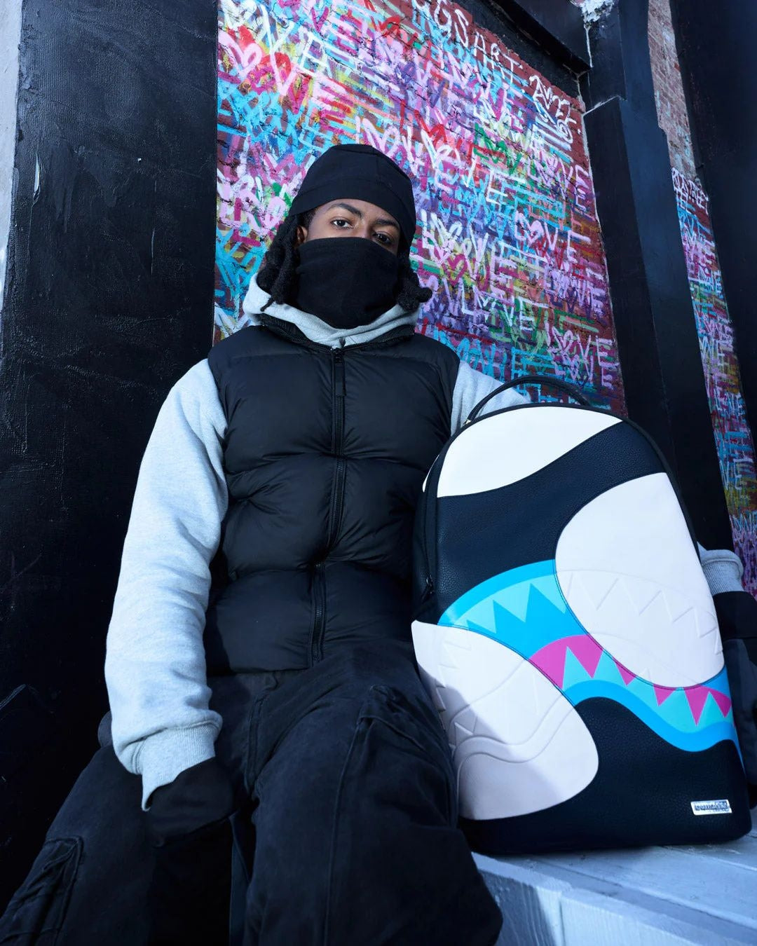 Zaino Sprayground bianco e nero "Dreamscape backpack"