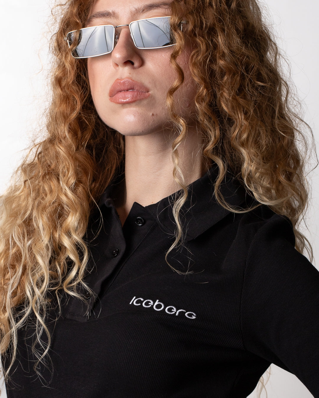 Polo Iceberg in costina con logo ricamato donna