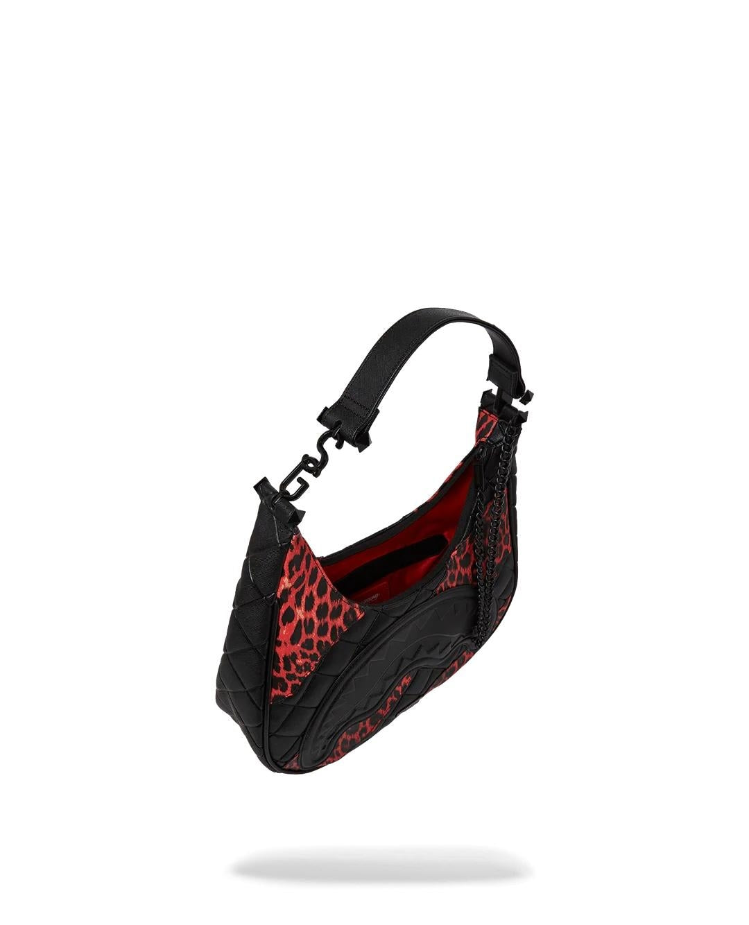 Borsa a spalla Sprayground nero "Red leopard puffer vice shoudlar bag" donna