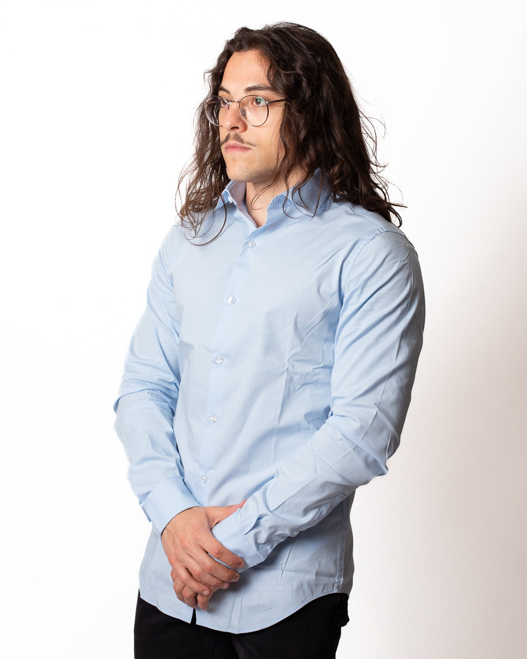 Camicia Calvin Klein "Slim Poplin calm blue" uomo