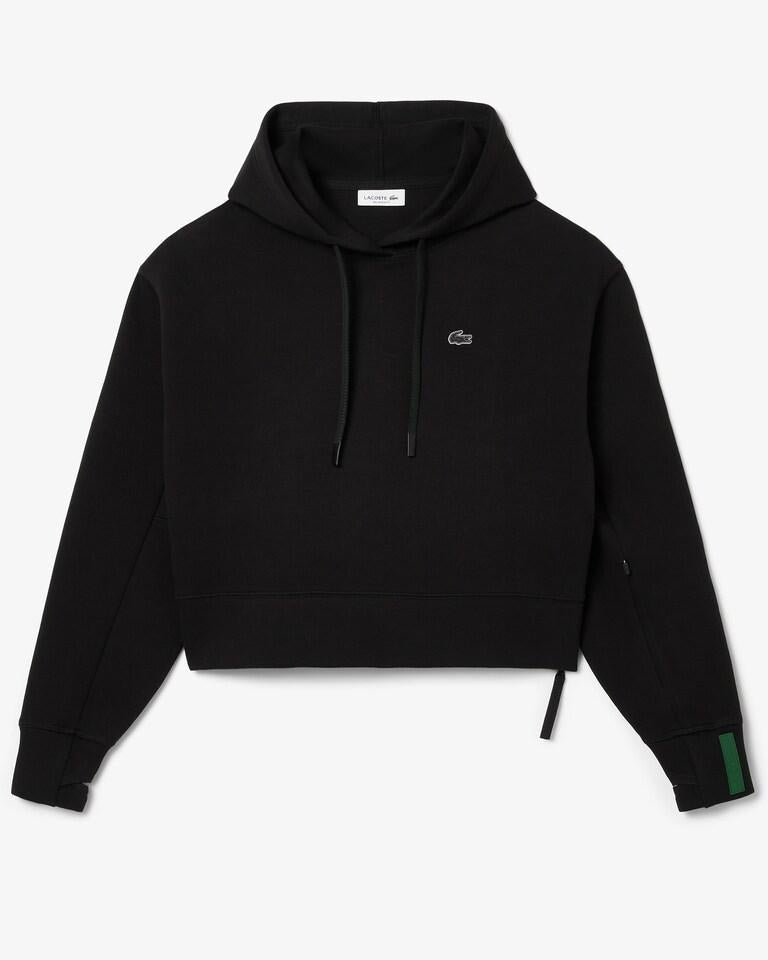 Felpa Lacoste cropped con cappuccio e logo in silicone donna