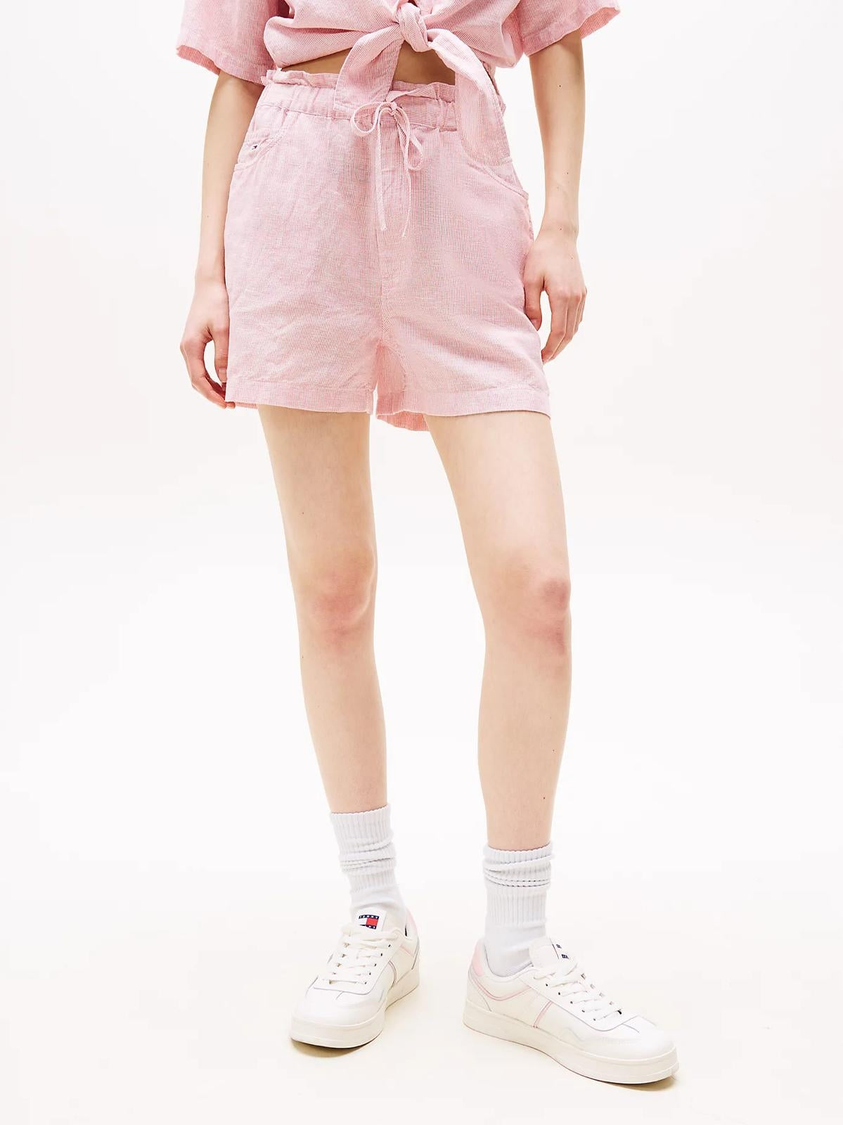 Bermuda Tommy Jeans a strisce i misto lino donna