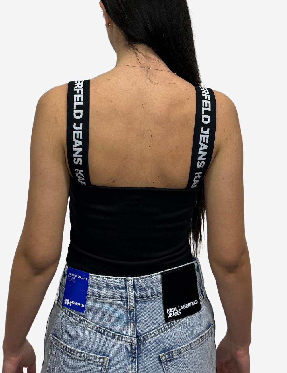 Top Karl Lagerfeld Jeans con spalline logate donna
