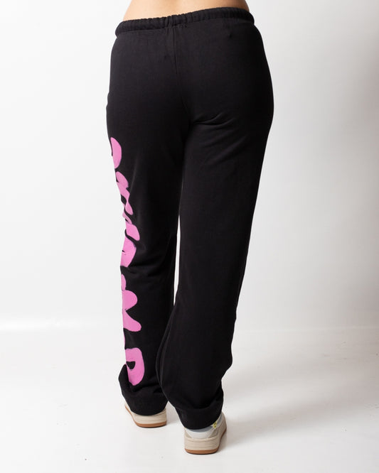 Pantalone Disclaimer in felpa con logo glitter donna