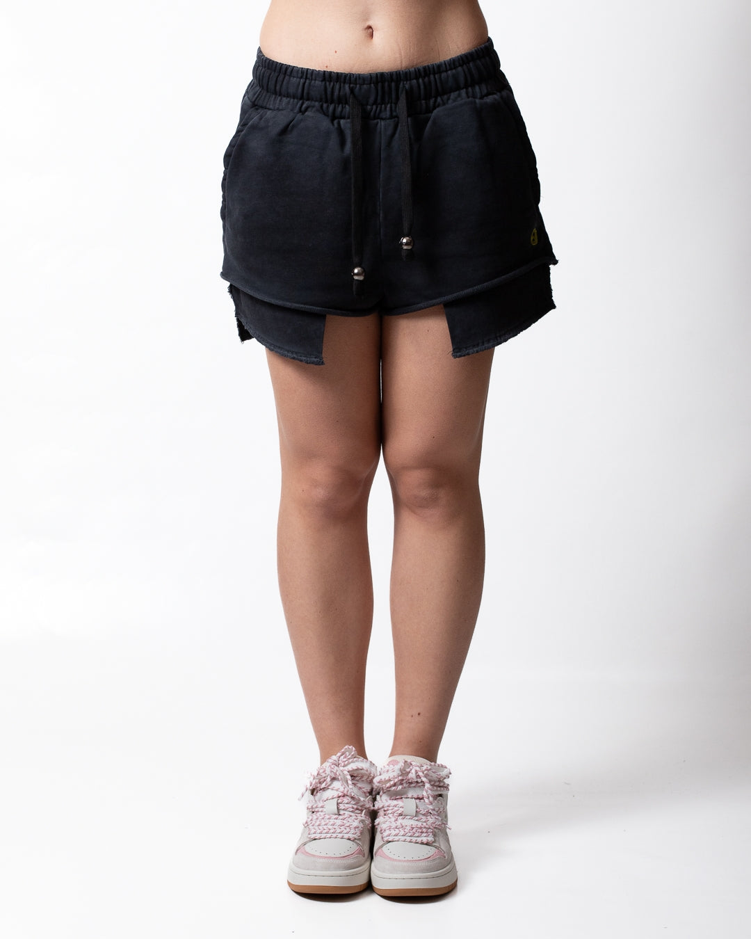 Short Barrow in felpa con smile ricamato donna