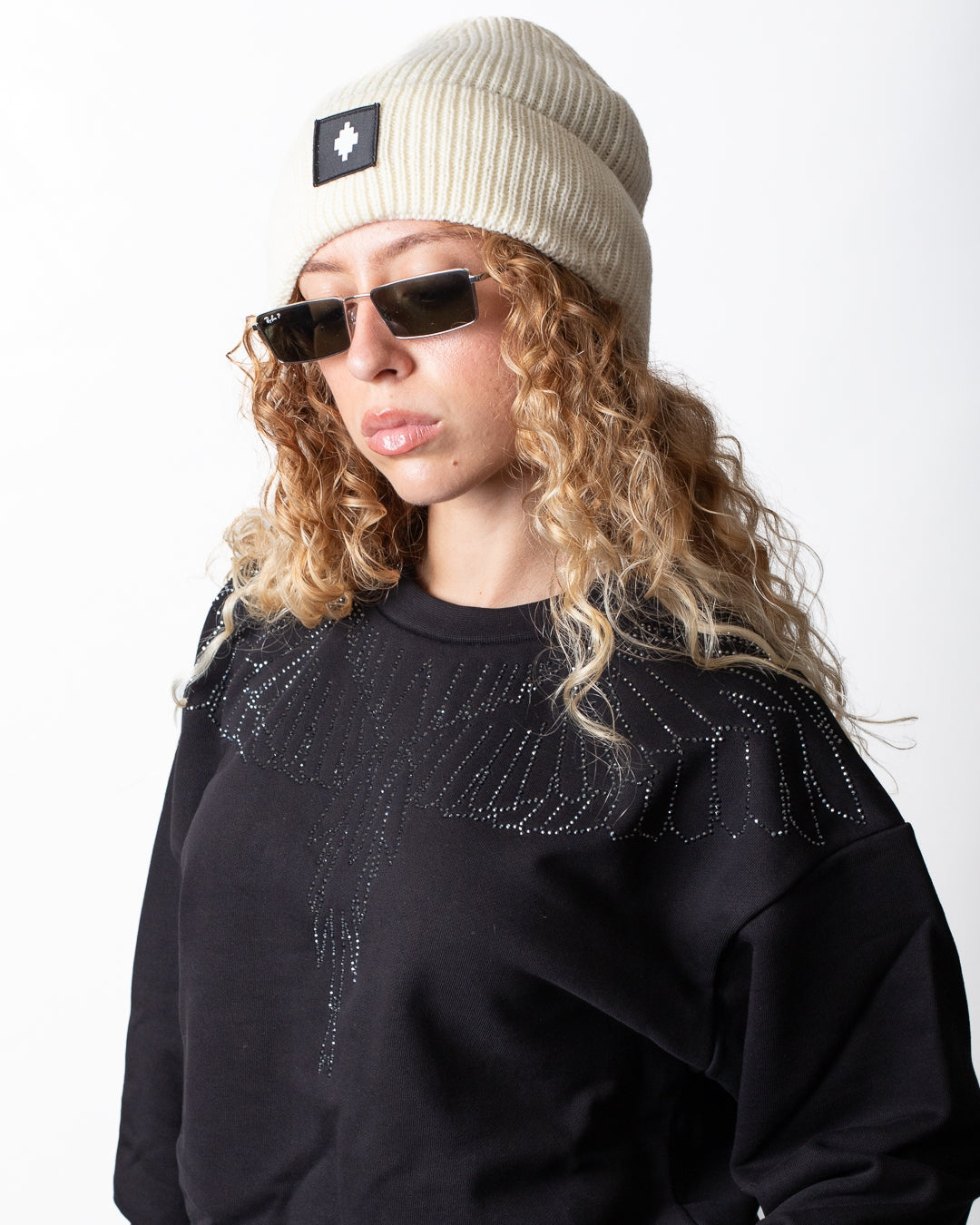 Felpa Marcelo Burlon girocollo con strass donna