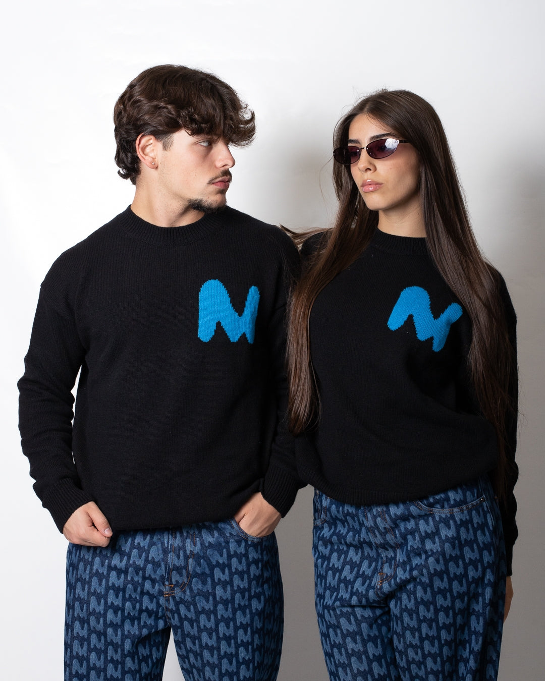 Maglia MSGM girocollo in misto lana con logo monogram