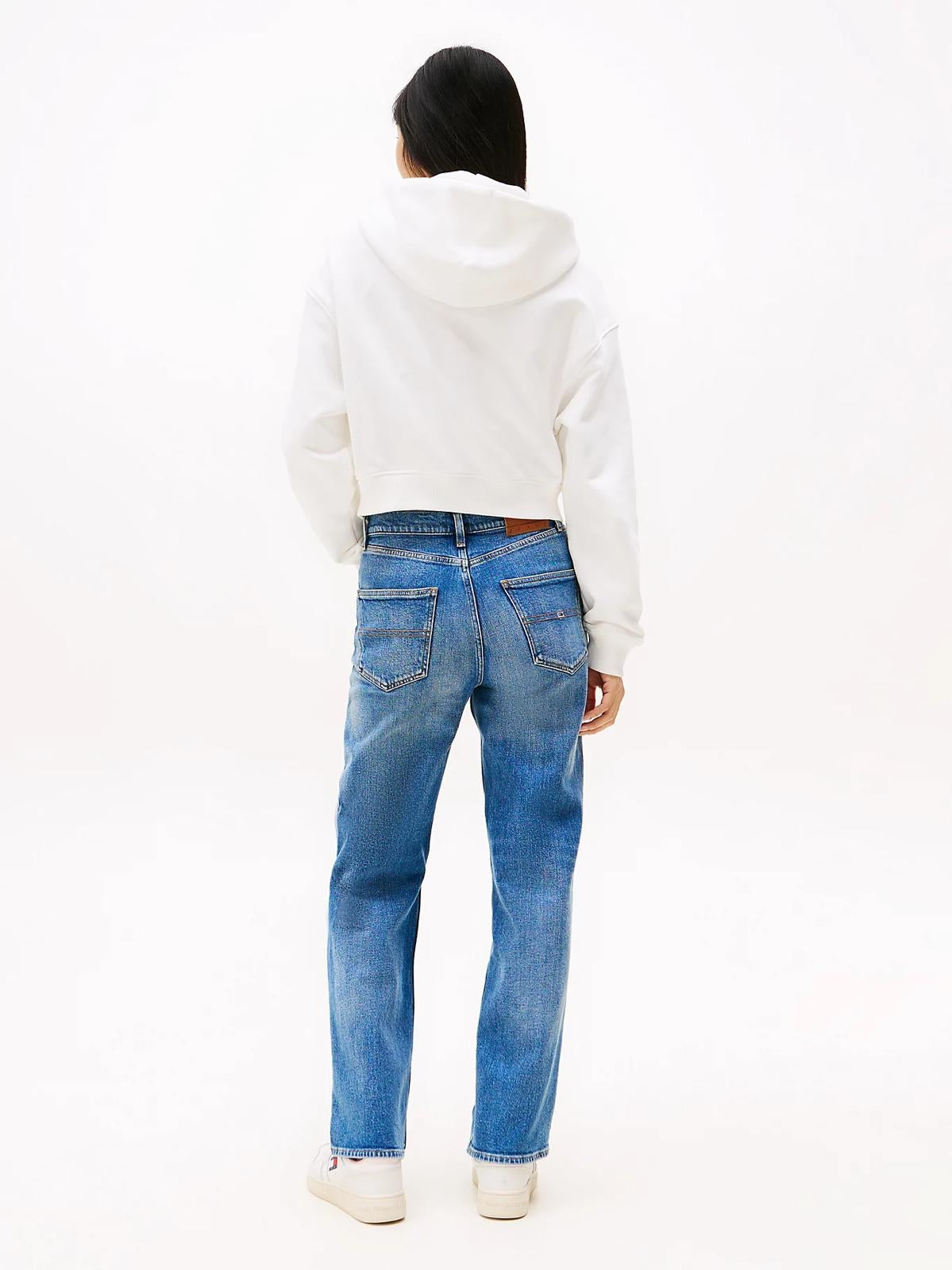 Felpa Tommy Jeans cropped fullzip con cappuccio donna