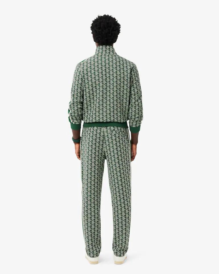 Felpa Lacoste con zip logata allover uomo