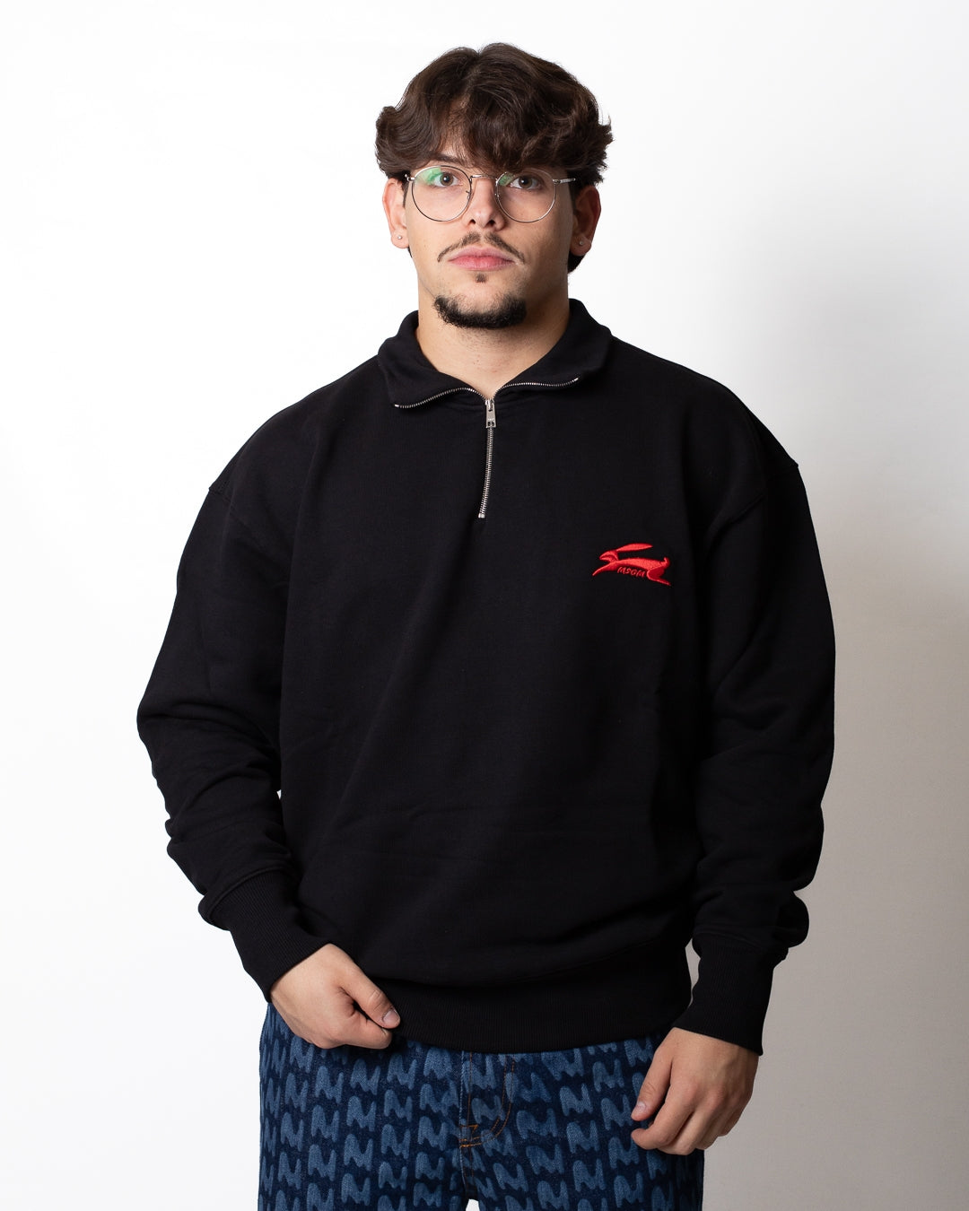 Felpa MSGM a mezza zip con logo ricamato