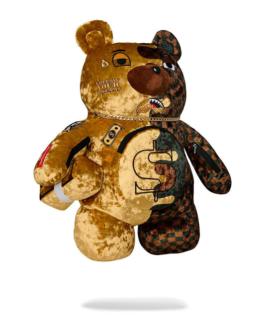 Zaino Sprayground orsetto marrone SHARKS IN PARIS GOLD DRIP MONEYBEAR BACKPACK