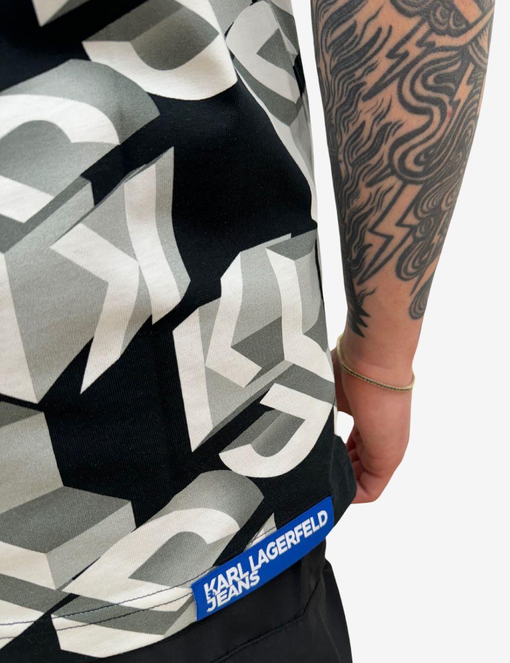 T-Shirt Karl Lagerfeld Jeans con grafica logo "Monogram" all-over uomo