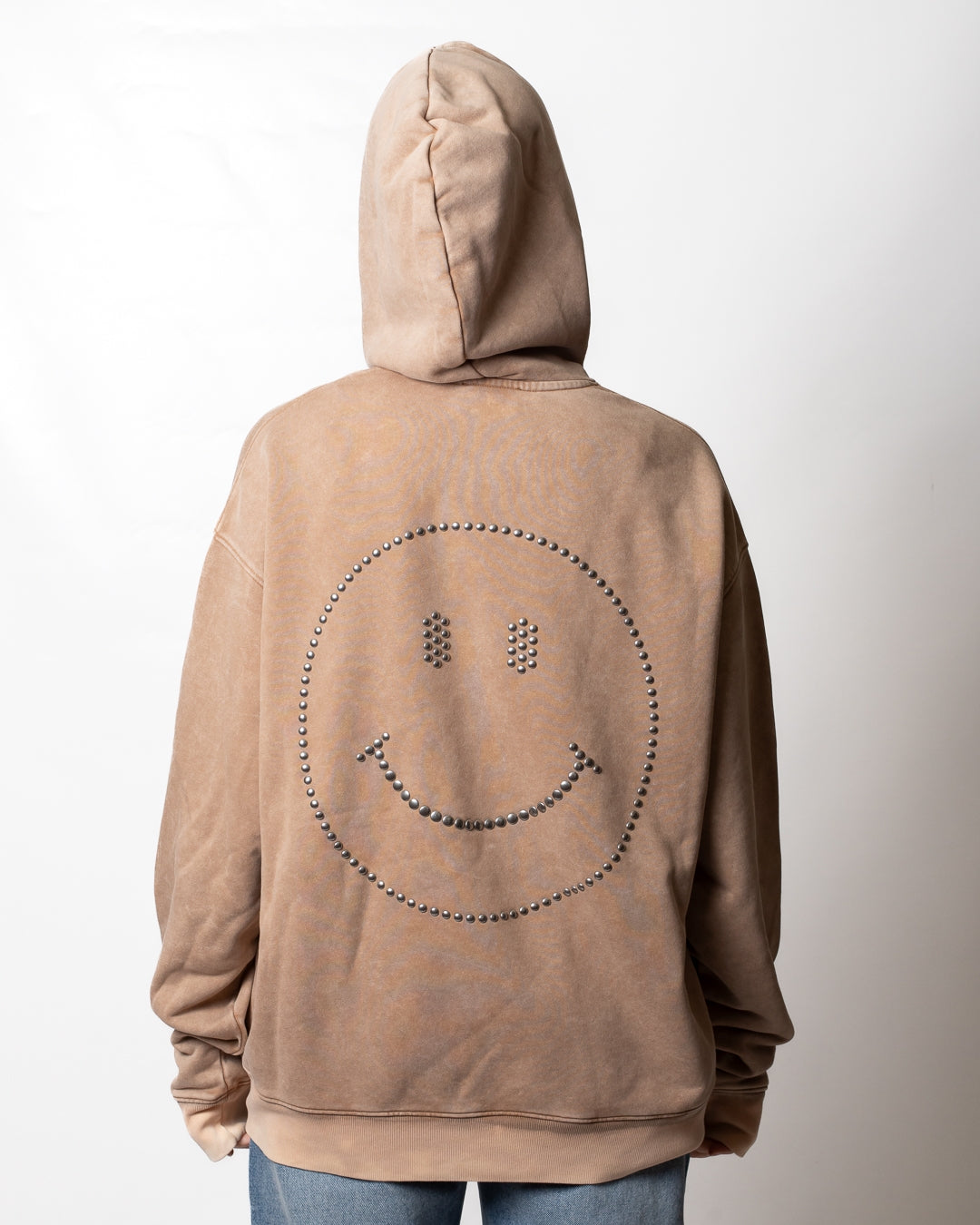Felpa Moschino "Smiley" con cappuccio e borchie