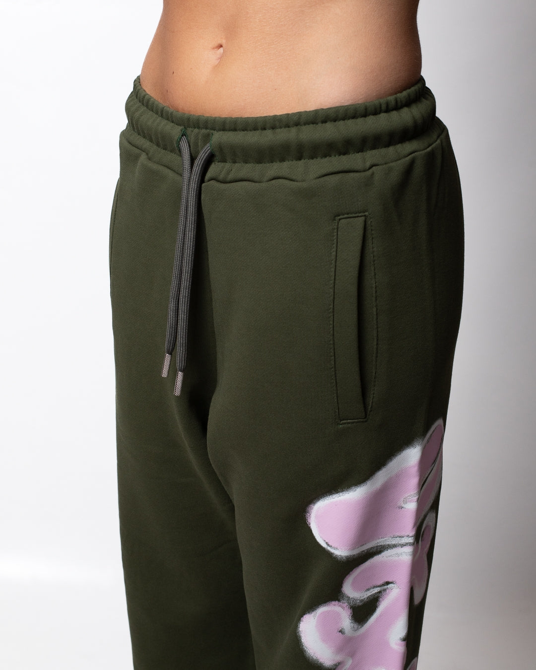 Pantalone Disclaimer in felpa con logo glitterato donna