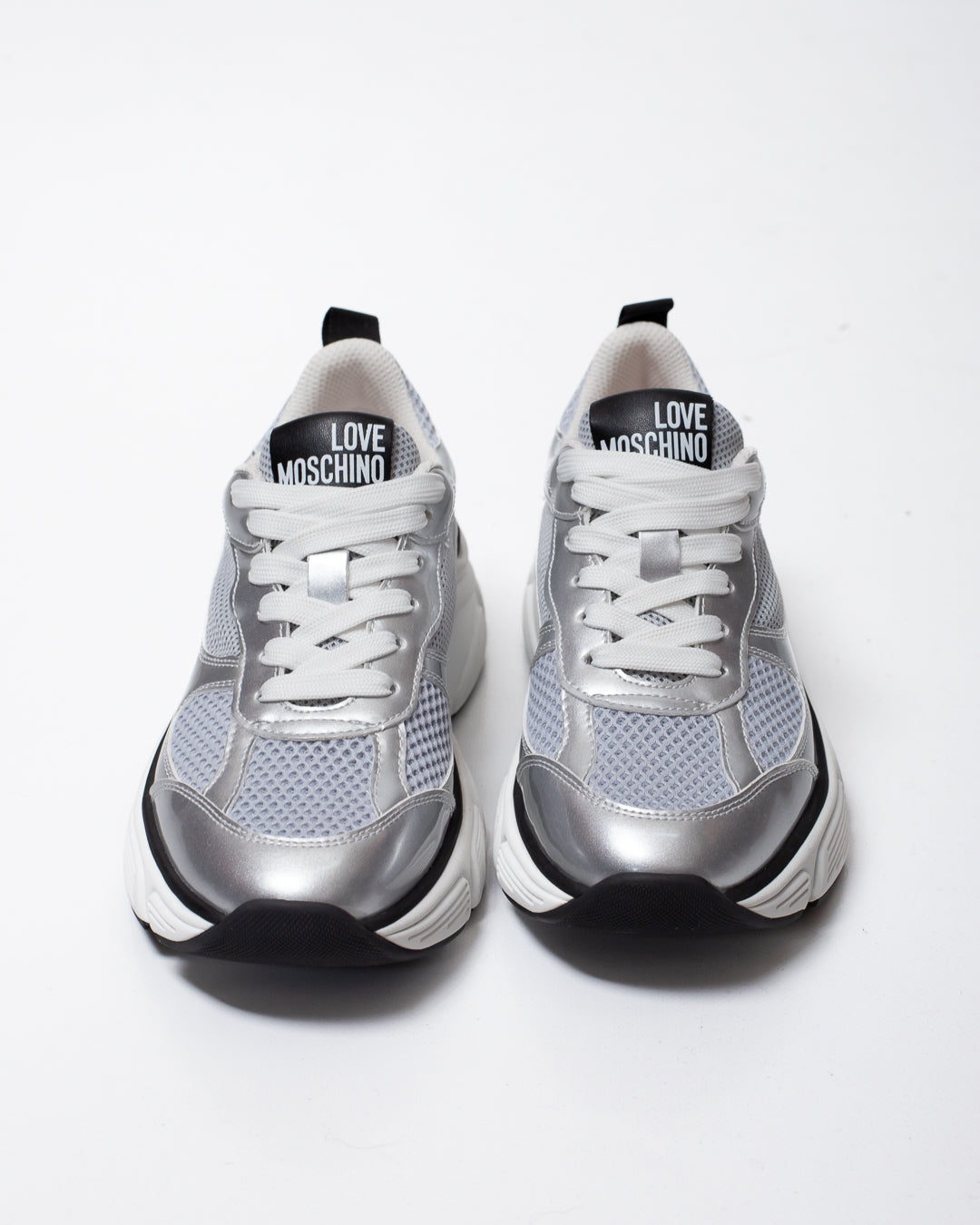 Sneakers Love Moschino in rete con dettagli lucidi donna