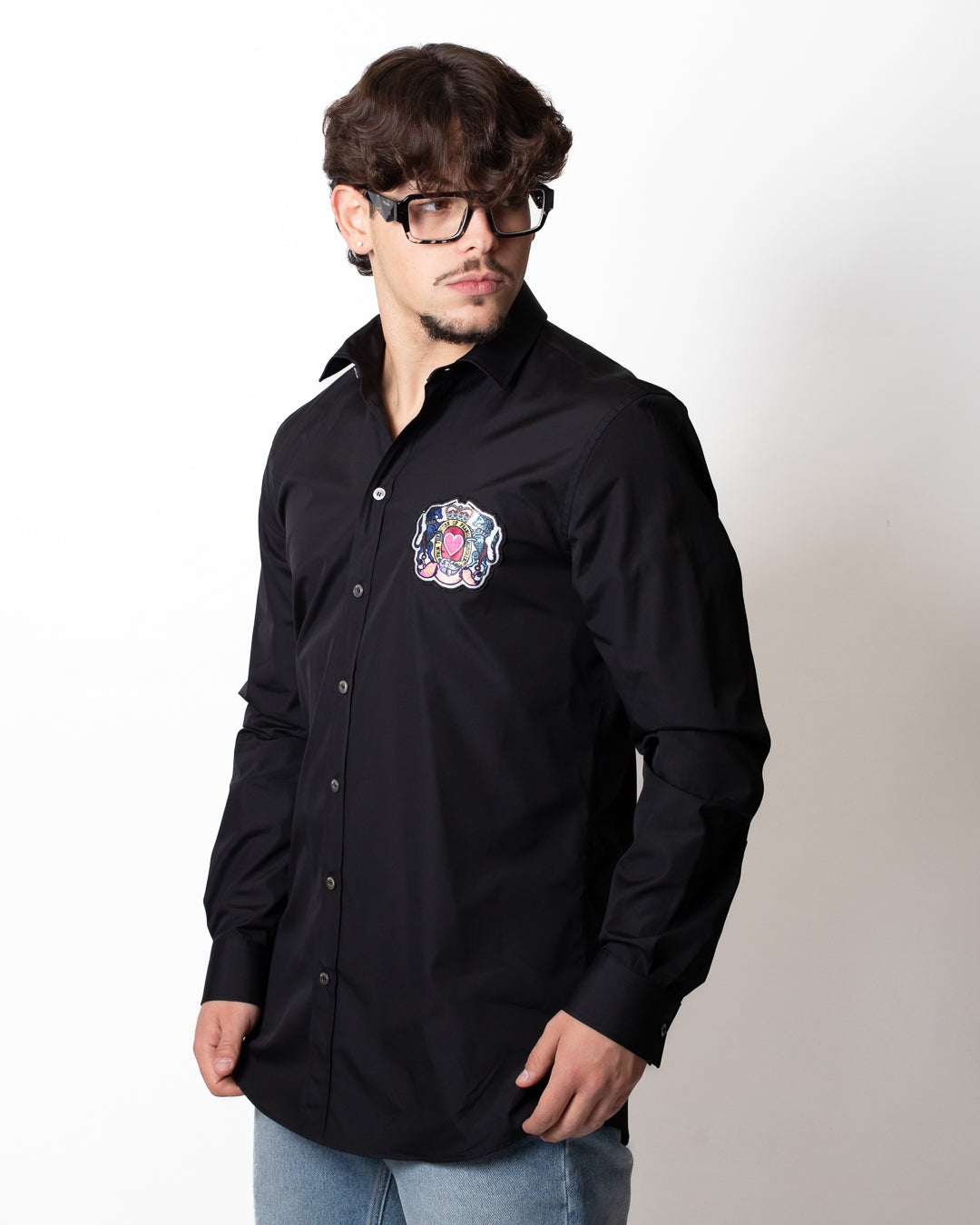 Camicia Moschino con patch logata