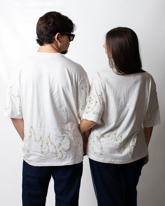 T-Shirt Barrow con perline e strass