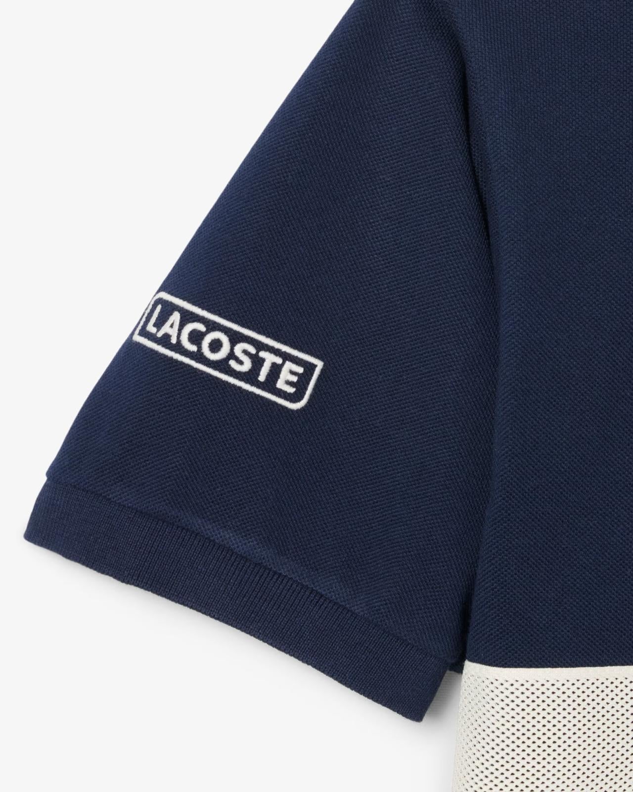 Polo Lacoste classic in petit piqué con bande a contrasto uomo