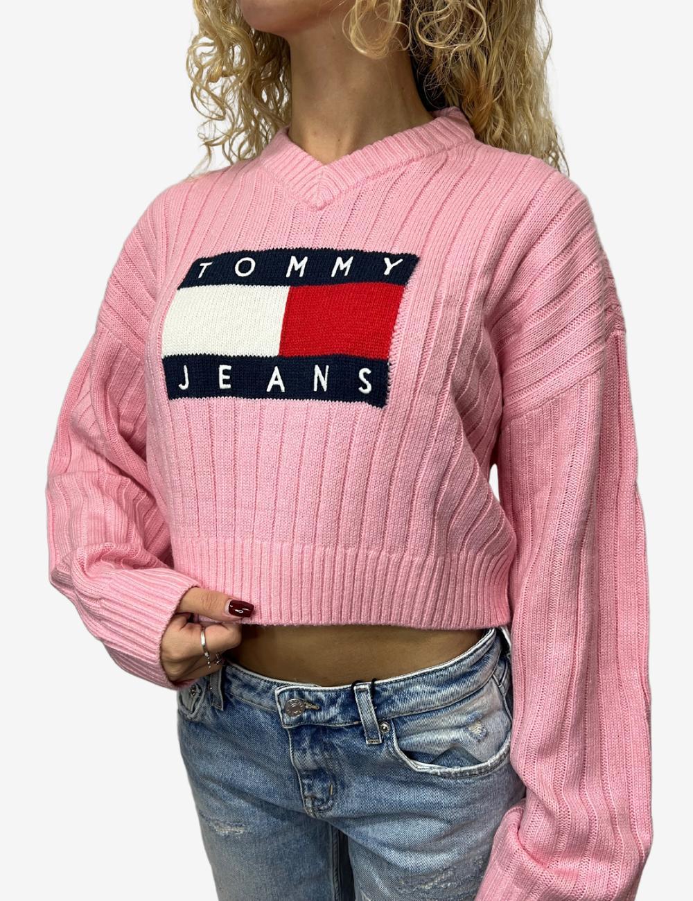 Maglia Tommy Jeans crop con scollo a V donna