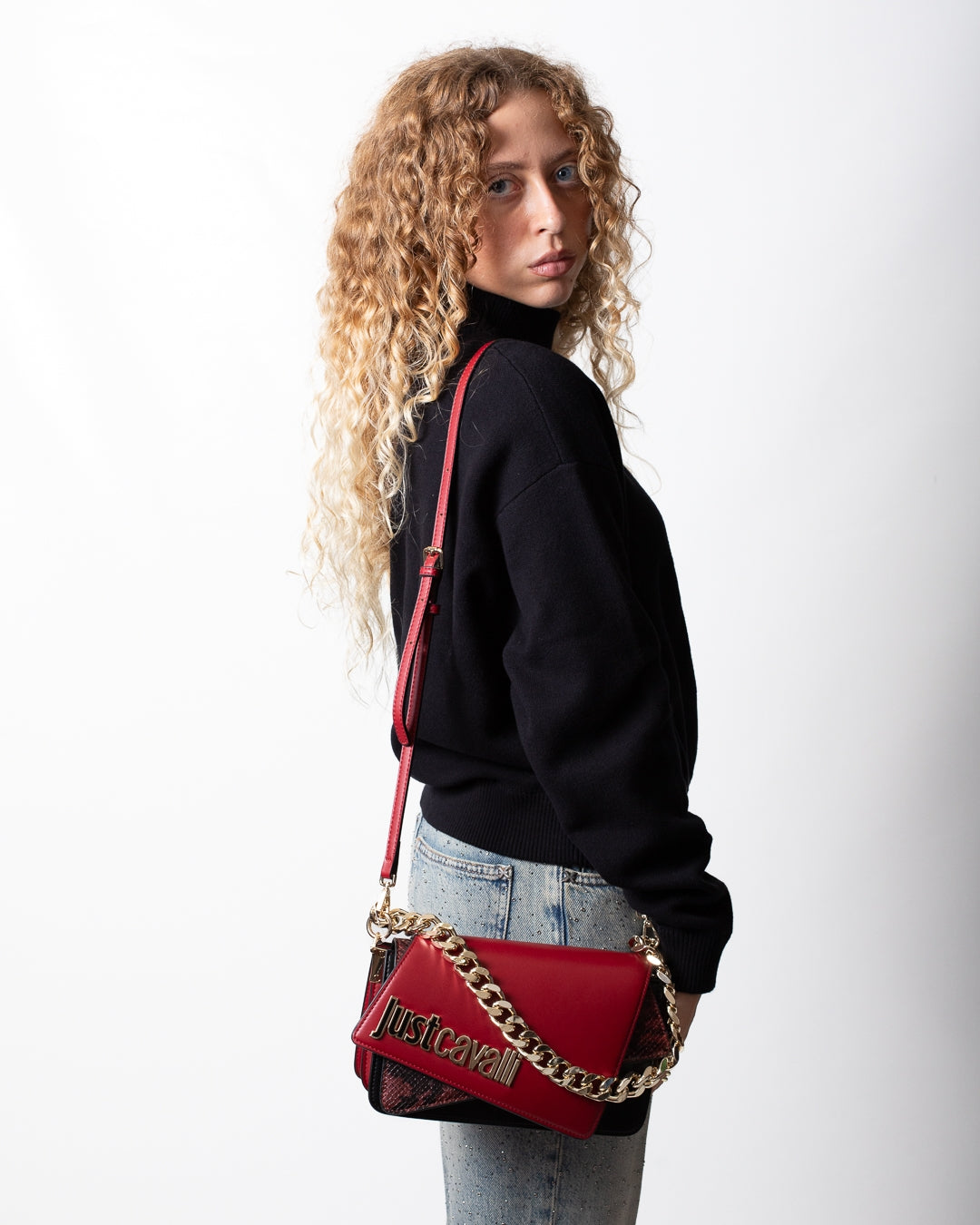 Borsa Just Cavalli "Metal Lettering" python donna