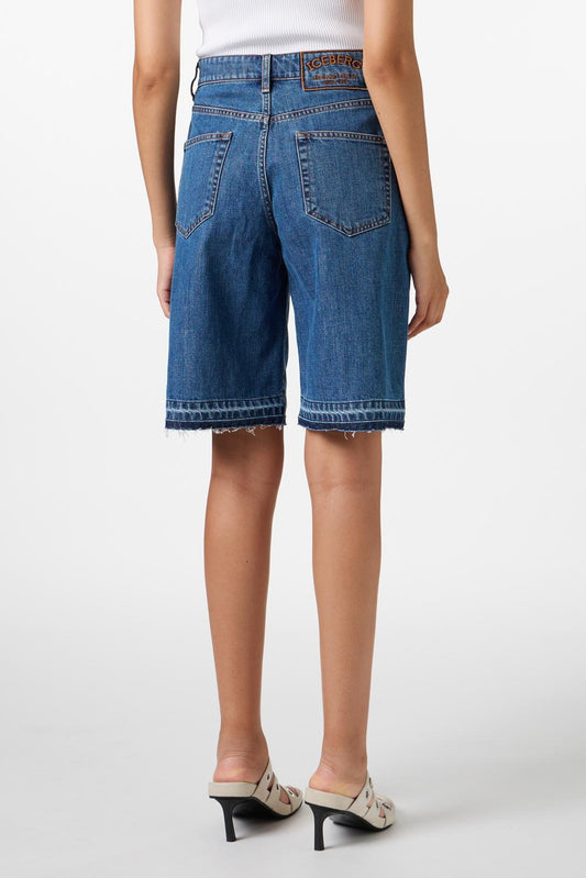Bermuda Iceberg in denim scuro con stampe a contrasto donna