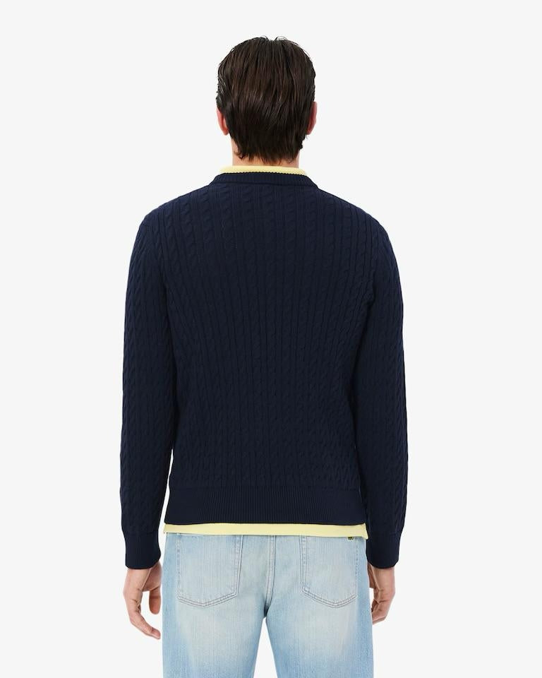 Maglia Lacoste girocollo con ricami intrecciati uomo