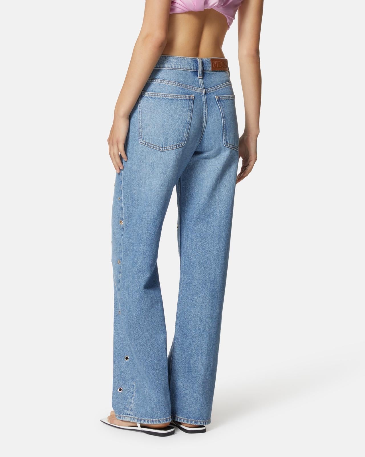 Jeans Silvian Heach a palazzo con anelli in metallo donna