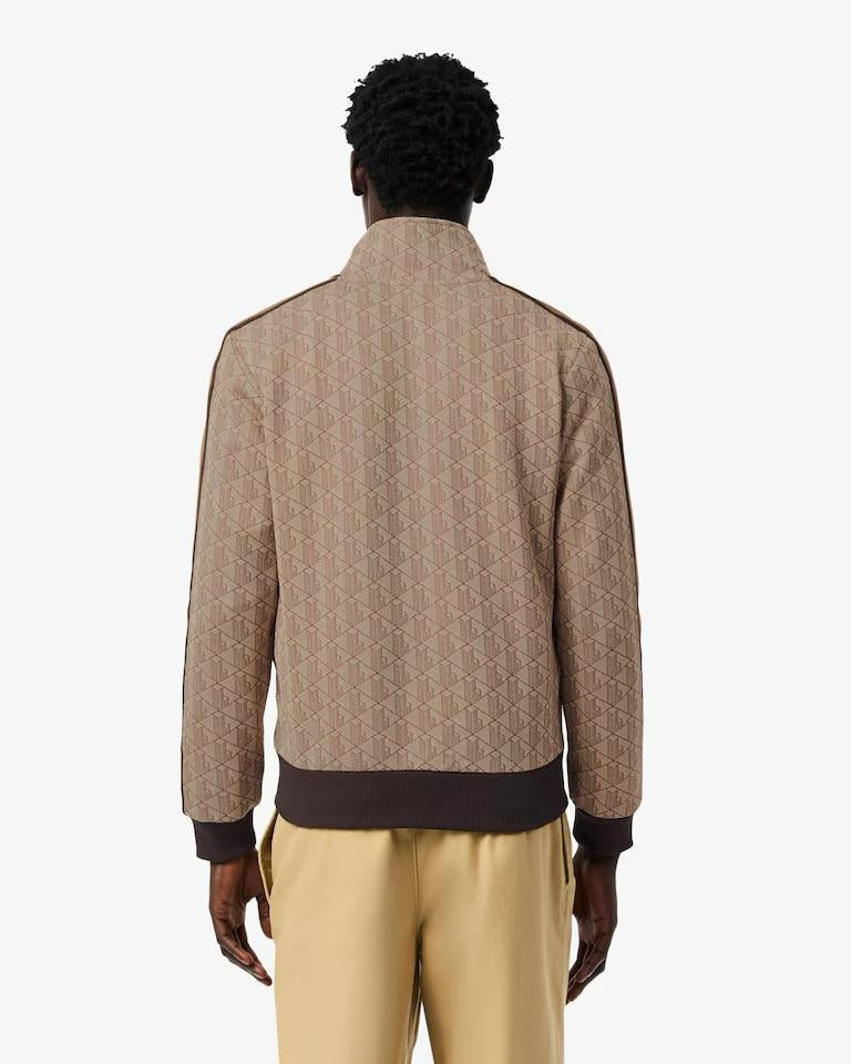 Felpa Lacoste con zip logata allover uomo