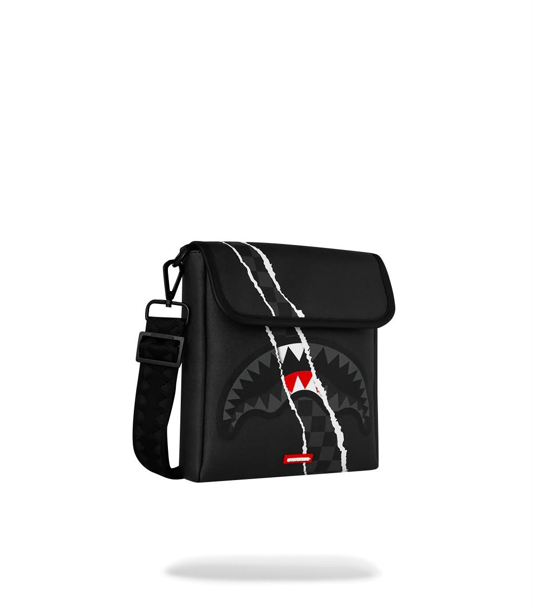 Tracolla Sprayground nero CENTER RIP REVEALING GRAY CHECK MESSENGER SLING