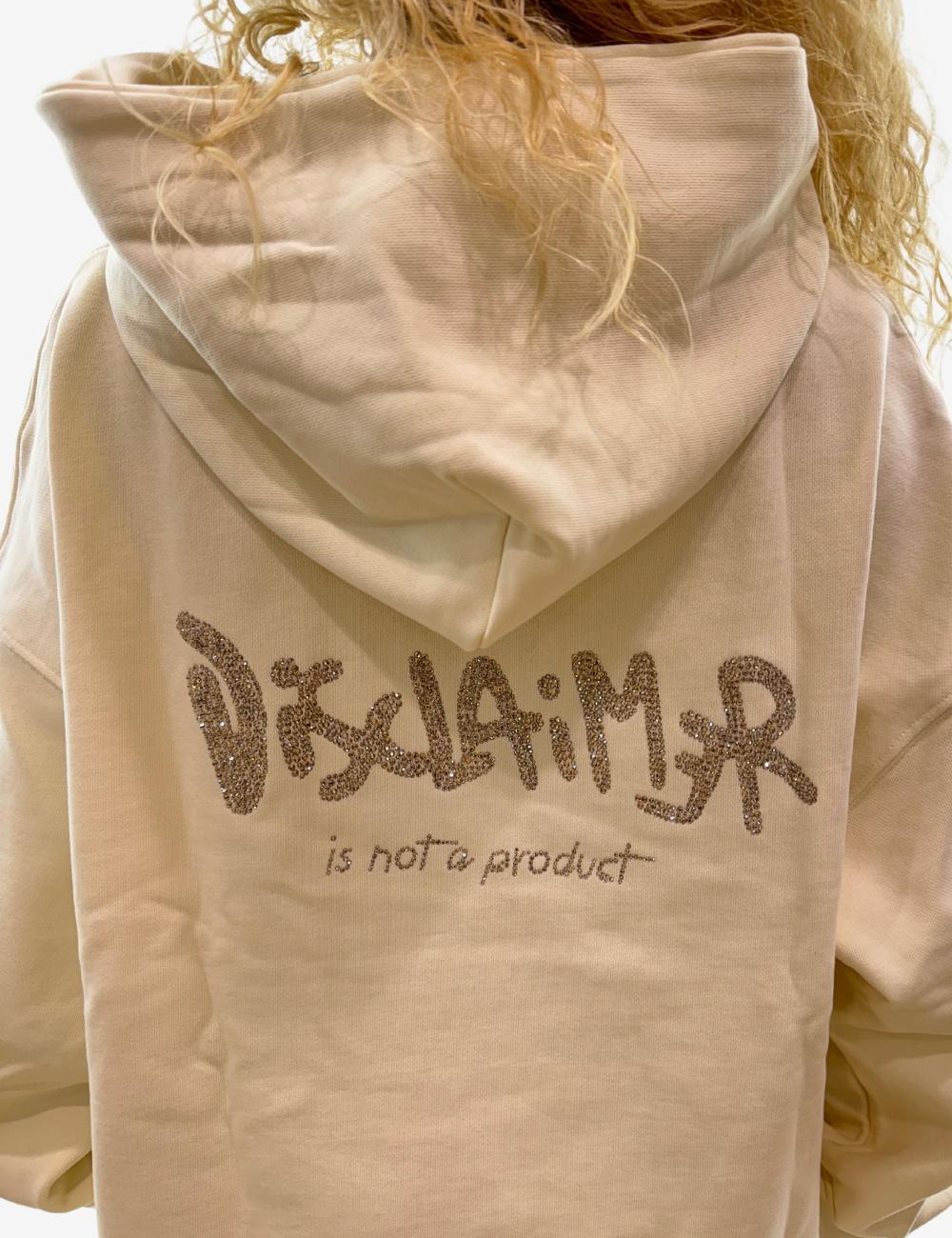 Felpa Disclaimer con cappuccio e logo in strass donna