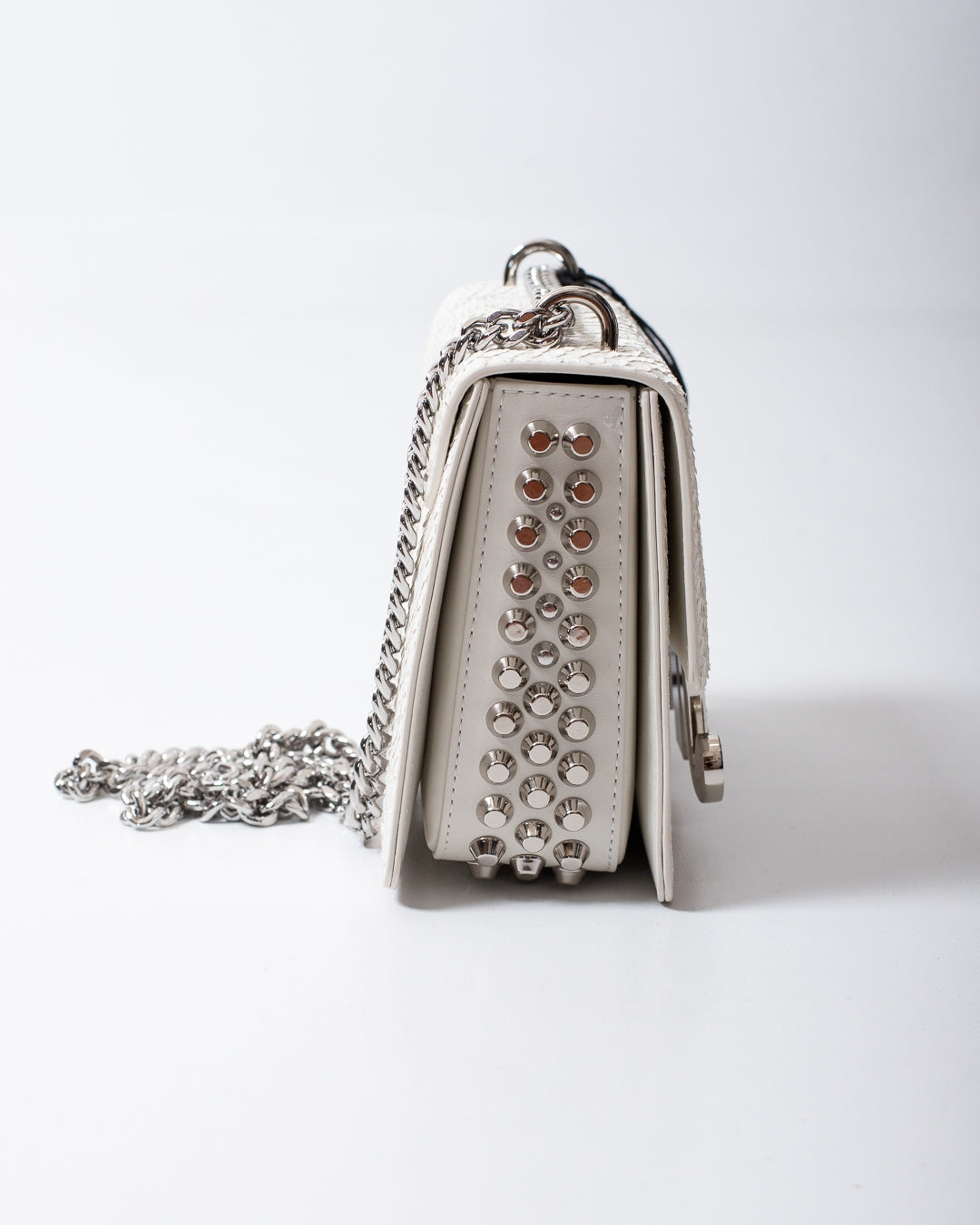 Borsa John Richmond white pitonata con maxi placca donna