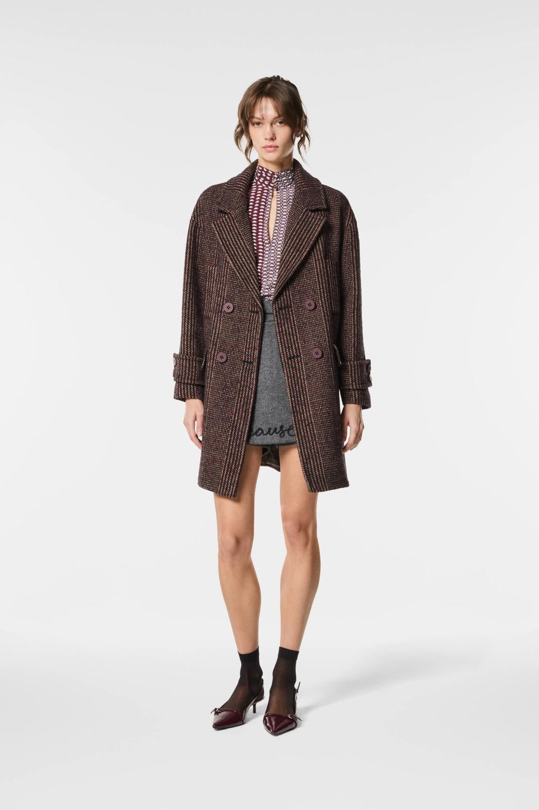 Cappotto Nenette doppio petto in misto lana donna