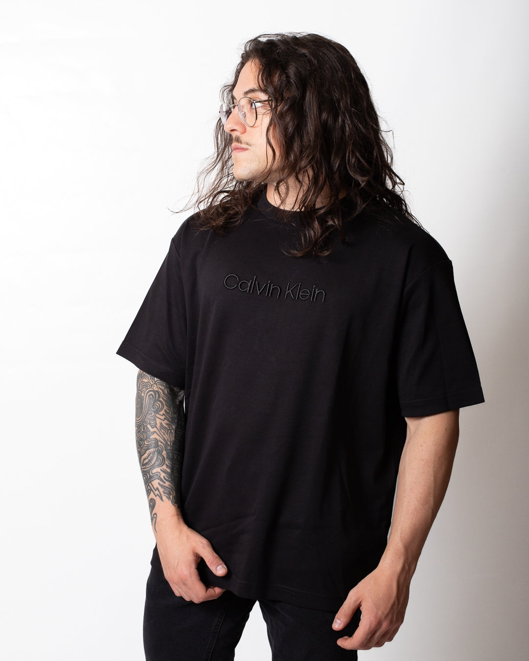 T-Shirt Calvin Klein con ricamo tono su tono uomo
