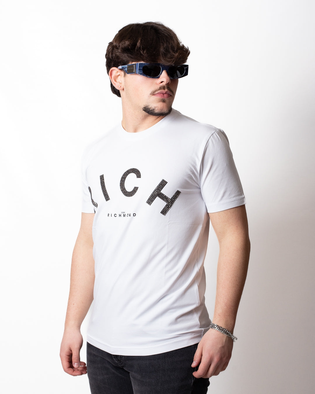 T-Shirt John Richmond con logo strass uomo