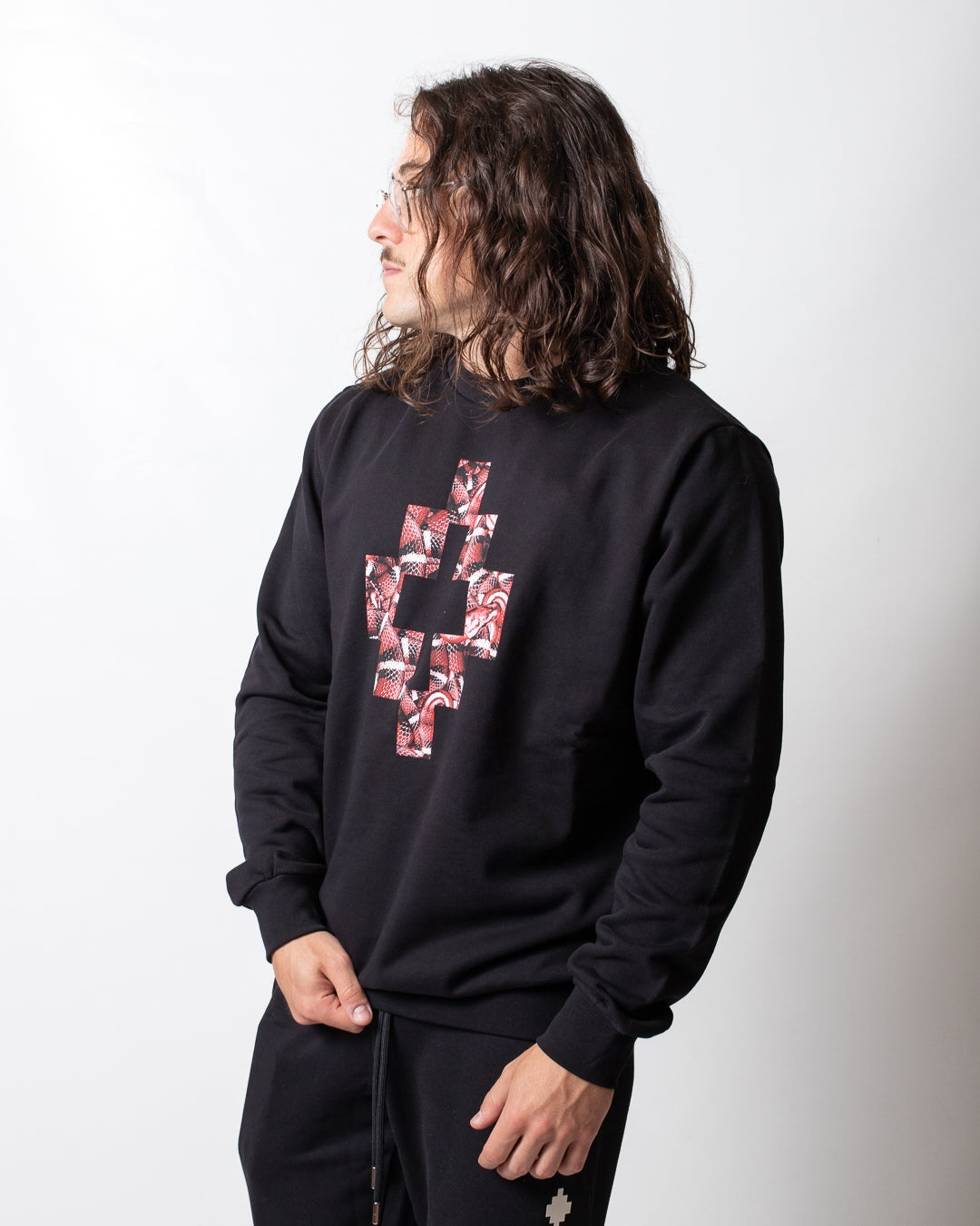Felpa Marcelo Burlon girocollo con stampe logate uomo