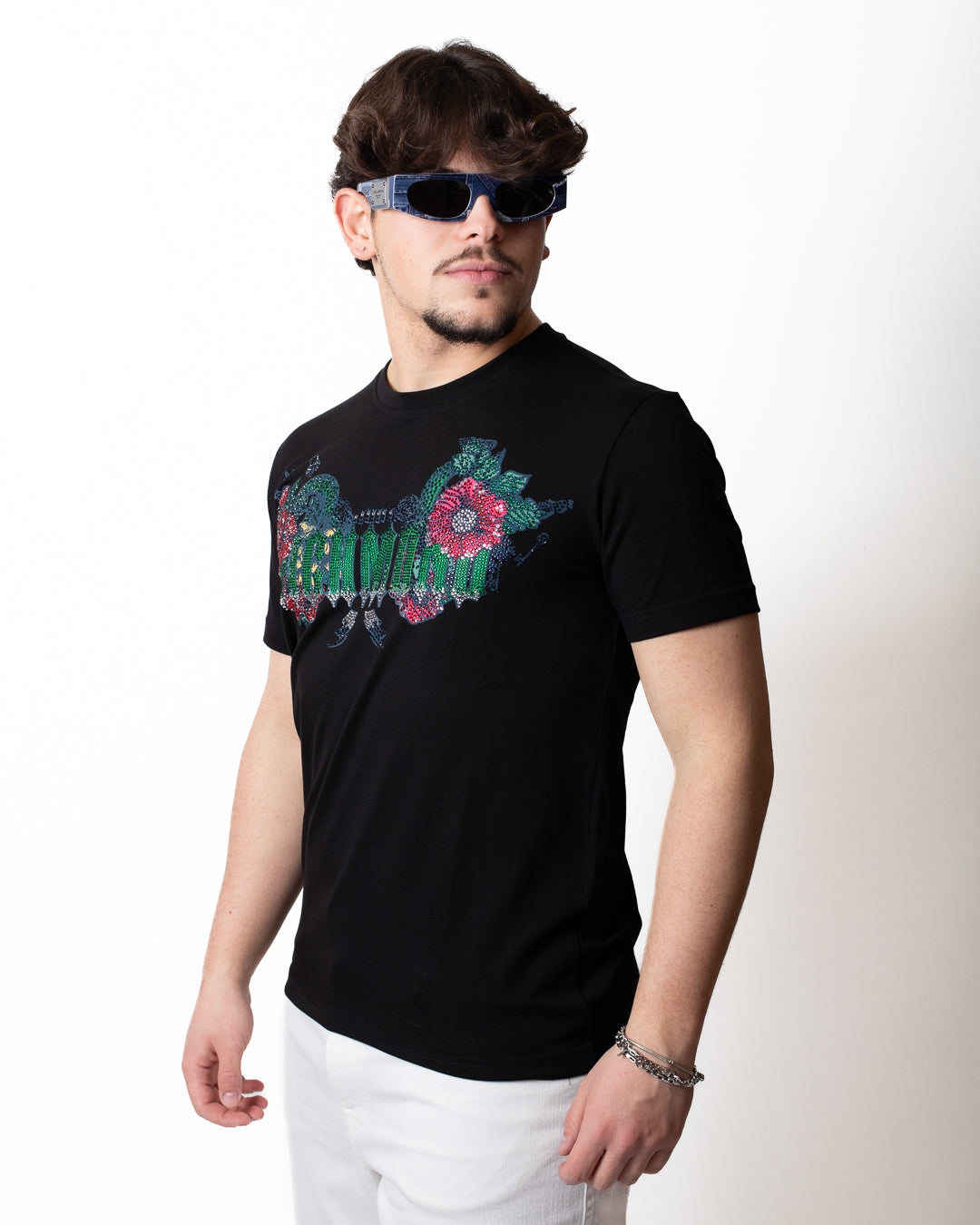 T-Shirt John Richmond con stampa e strass uomo
