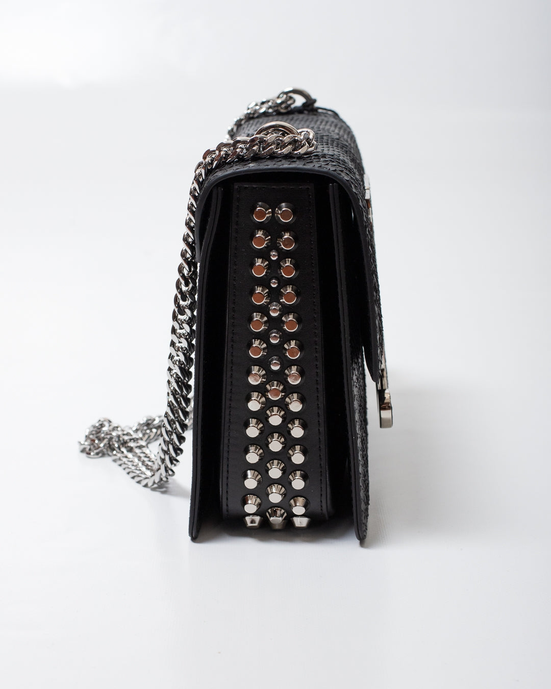Borsa John Richmond black pitonata con maxi placca donna