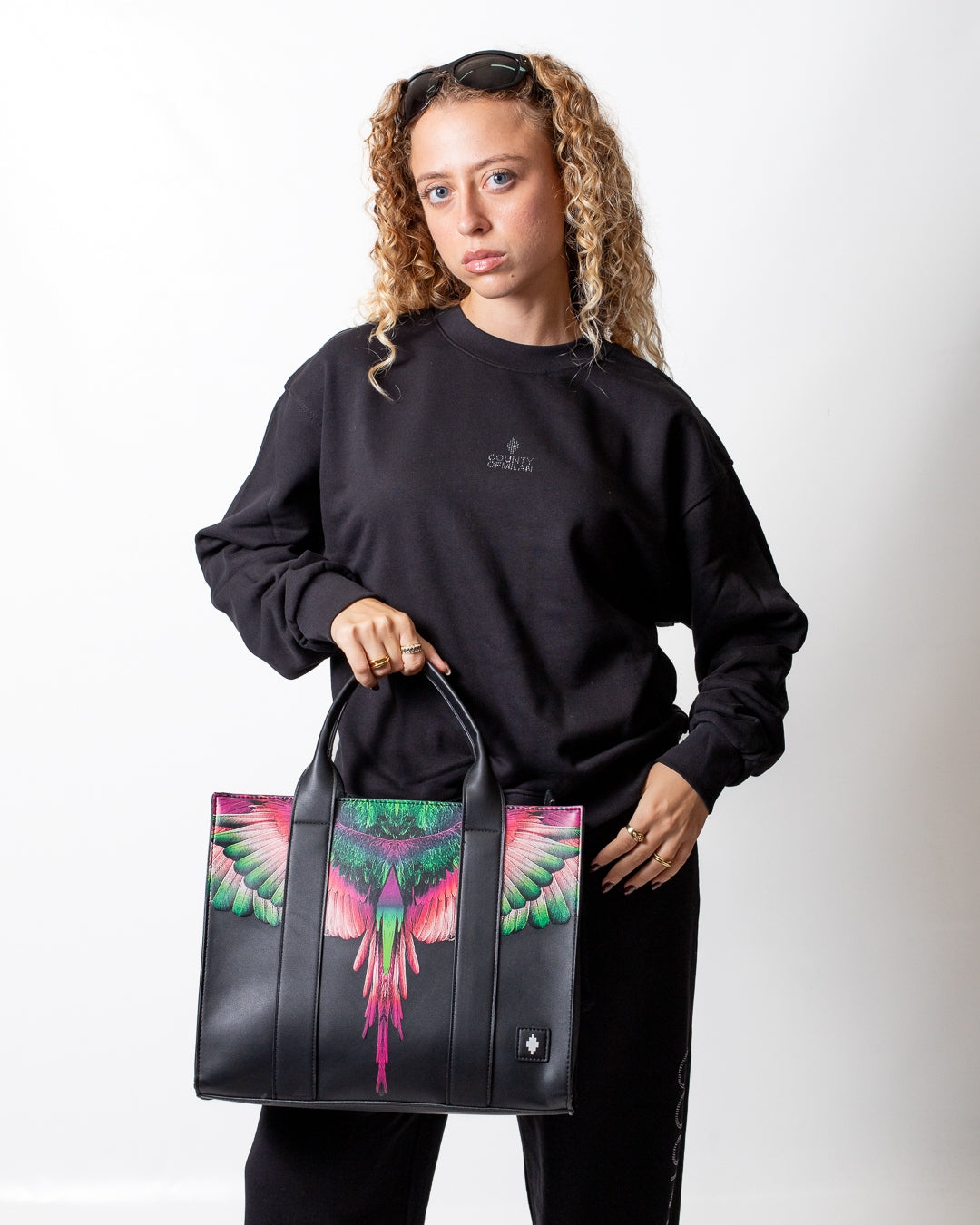 Borsa Marcelo Burlon in ecopelle shopping bag wings colorfull donna