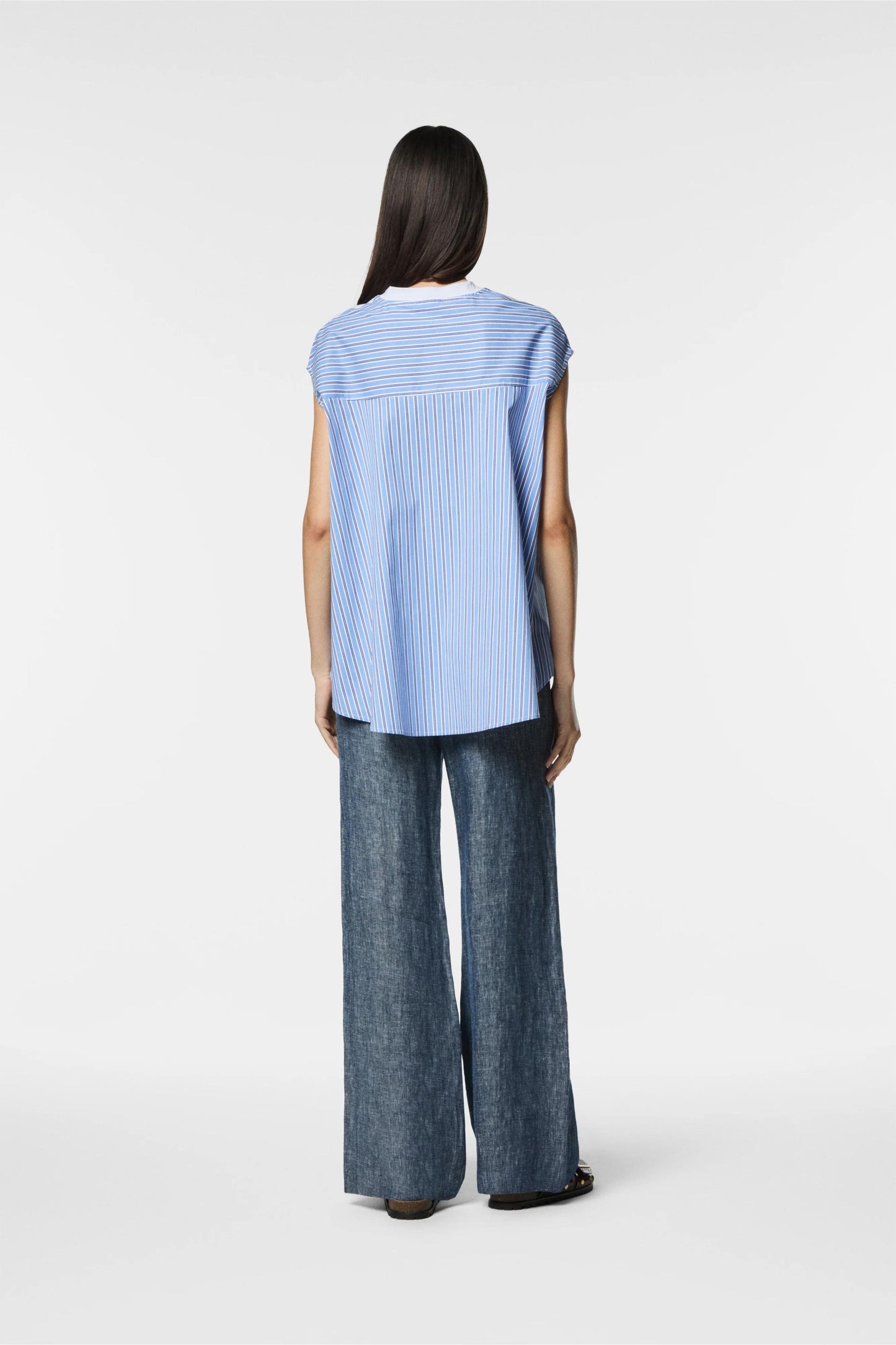 Pantalone Nenette in lino effetto denim donna