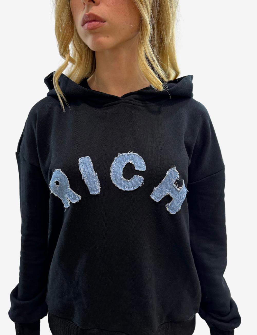 Felpa John Richmond con cappuccio e logo in denim donna