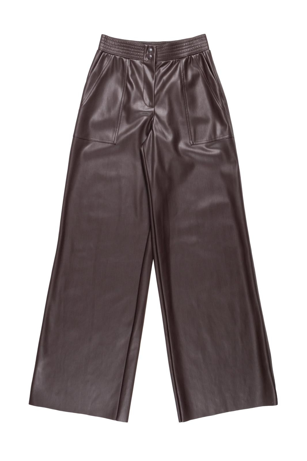 Pantalone Nenette gamba larga in ecopelle donna