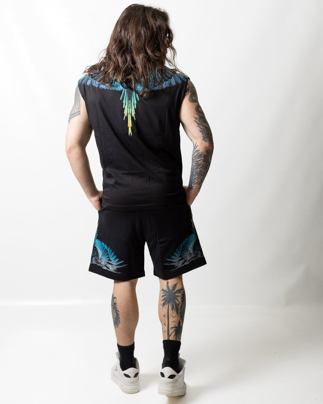Bermuda Marcelo Burlon in felpa "Icon Wings Colorfull" uomo