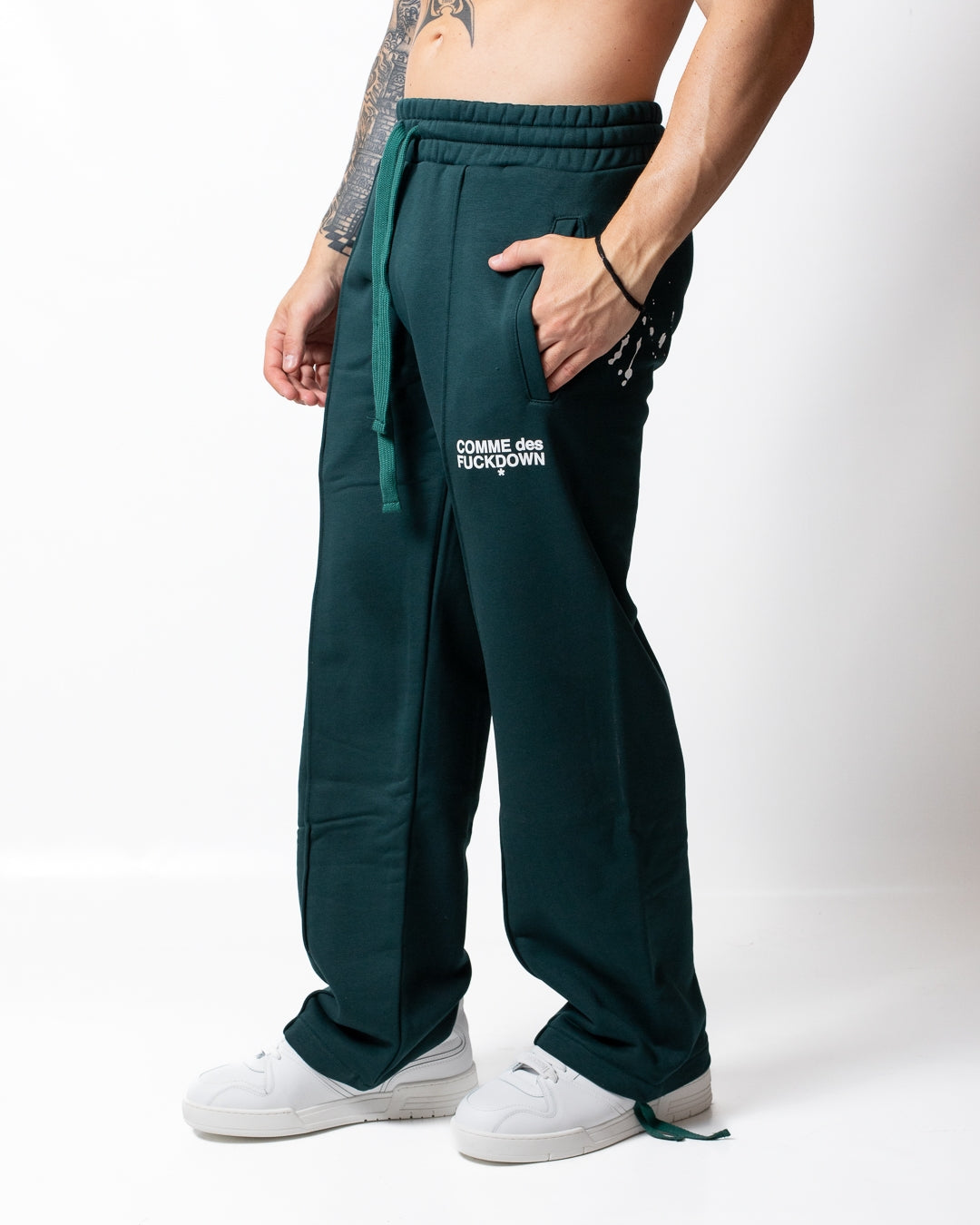 Pantalone Comme des Fuckdown in felpa con nervature e stampa uomo